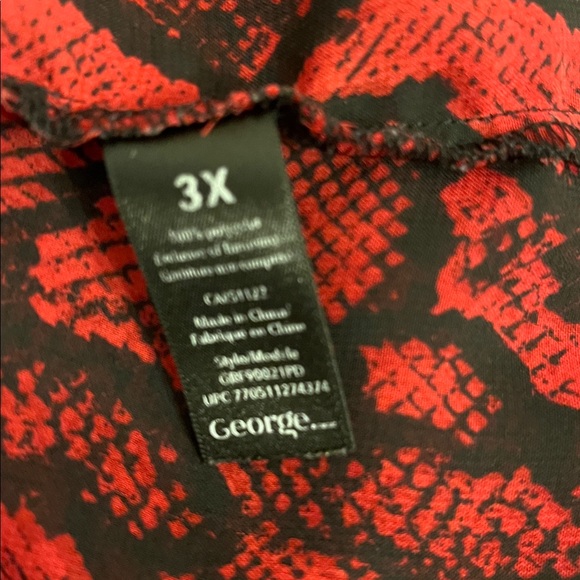 😍SHOW SPECIAL - GEORGE Red Snakeprint Lpng Sleeve Sheer Blouse size 3X - Picture 6 of 8